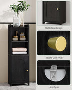 Hzuaneri Bathroom Storage Cabinet, Corner Floor Cabinet with Doors and Adjustable Shelf, Narrow Toilet Paper Cabinets, Bathroom Organizer for Small Spaces, Black BC39704X