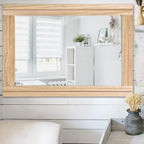 AAZZKANG Rustic Mirrors for Wall with Rectangular Wood Frame Decorative for Farmhouse Bedroom Bathroom Living Room Home Office Large 28"x20"