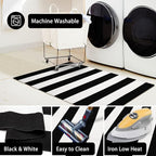 KOZYFLY Black and White Striped Runner Rug 2x6 Ft Washable Hallway Runner Rug Farmhouse Kitchen Rug Hand Woven Cotton Indoor Outdoor Rug for Kitchen Hallway Bedroom Laundry Room