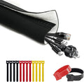 Cable Management Sleeve 10ft (120 inch) - 1.5 inch, Hook-and-Loop Cuttable Neoprene Cord Organizer, Split Wire Reversible Cord Protector for TV USB PC Ethernet Cable Hider Protect Pets Kids