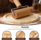 Small Wooden Rolling Pin for Dough Mini Dough Roller with Double Handles Non Stick Pizza Rolling Pin for Baking Pastry Tortilla Cookie Dumpling(2PCS)