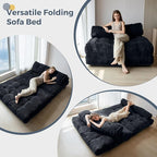 MAXYOYO Folding Sofa Bed, Convertible Chair with Pillow Foldable Couch with Back Support, Portable Fold Out Chair Bed Comfy Floor Sofa Lounge for Living Room Bedroom, Black Double