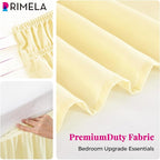 RIMELA Bed Skirt Queen Size 14 Inch Drop, Wrap Around Elastic Bedskirt Solid Microfiber Luxury Hotel Quality Fabric, Easy to Install Machine Washable Wrinkle & Fade Resistant, Light Yellow
