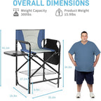 Outvita 2 Piece 26" Tall Directors Chair Height Seat Folding with Side Table Storage Bag, Support for 300Lbs Portable Makeup Artist Chair with Bar Height(Blue/Grey)