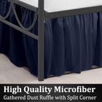 SKY BEDDINGS - Twin Size Ruffled Bed Skirt with Split Corners - 12 Inch Drop Dust Ruffle Bed Skirt with Platform Three Sided Coverage - 100% Microfiber, Navy Blue