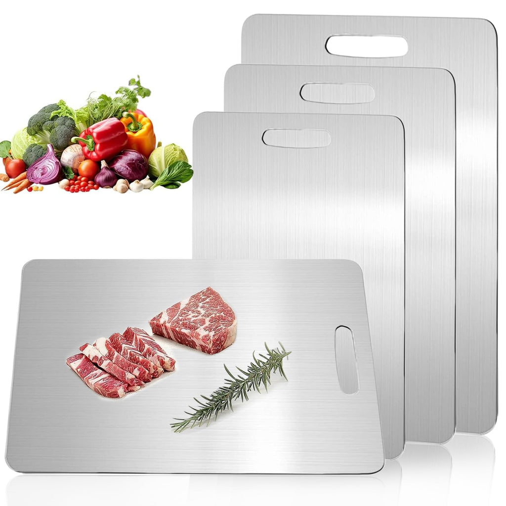 Katori Titanium Cutting Board,100% Pure Titanium Cutting Boards for Kitchen Non Toxic,Double Sided Dishwasher Safe Cutting Board for Meat,Fruits and Vegetables,Easy To Clean(1PC-L:15.35 * 11.02)