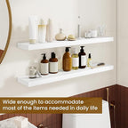 Dreamland 36Inch Floating Shelves for Wall, Rustic Wooden White Floating Shelves for Bathroom|Bedroom|Kitchen, Deep Wall Mounted Book Shelf, Wood Storage Display Shelf for Home Decor, Set of 2