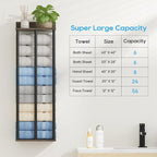 Towel Racks for Bathroom Wall Mounted with Wooden Storage Shelf, Updated 3 Bar Metal Towel Holder for Rolled Towels, Sturdy and Large Capacity, Towel Storage Organizer