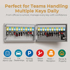 24 Key Lock Box Wall Mount, APP Bluetooth/One Time Password Share/Wi-Fi Remote, Smart Key Cabinet, Key Organizer box, Access Log Tracking Key Management System Apartment, Hotel, Office, House