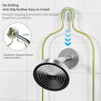 DAOYA Golden Stainless Steel Shower Caddy Hanging with 2-Tier Baskets, Soap Holder & Razor Holder - Non-Slip Rubber Pads for 0.82" Shower Heads, Enhanced Stability & Elegant V-Smile Design