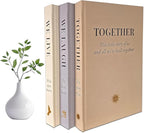 Decorative Linen Book Set – Neutral Coffee Table Books for Home Decor, Family-Themed Faux Books with Blank Pages – Modern Shelf Styling & Bookshelf Decor (Set of 3)