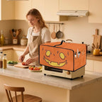 Air Fryer Toaster Oven Cover Fabric Convection Oven Cover with Pockets, Washable Small Appliance Dust Protection, M, Cartoon Pumpkin Face Pattern Halloween Decor