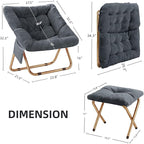 Kasunpul Comfy Saucer Chair, Foldable Living Room Chairs, Soft Faux Fur Lounge Chair for Bedroom, Reading Chairs for Adults, Teens, X-Large (Dark Grey)