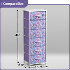 Sorbus Fabric Dresser for Kids Bedroom - Chest of 6 Drawers, Tall Storage Tower, Clothing Organizer, for Closet, for Playroom, for Nursery, Steel Frame, Fabric Bins - Wood Handle (Tie Dye Purple)