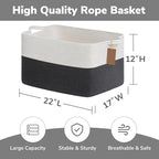 Goodpick Woven Storage Baskets for Organizing 22”x17”x12” Large Blanket Basket for Living Room Bedroom, Rectangle Toy Baskets Storage Kids with Handles, Dark Gray