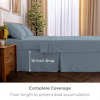 Mellanni Bed Skirt Twin Size - Bed Skirting - 15-Inch Tailored Drop Pleated Dust Ruffle - Hotel Luxury Bedding - Wrinkle, Fade, Stain Resistant - 1 Bedskirt (Twin, Blue Hydrangea)