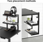2-Tier Desk Shelf, Expandable Under Desk Storage, Clamp on Desk Shelf, Desktop Accessories for Offices, Study Rooms, and Game Rooms (Black)