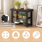 NEWBULIG Shoe Rack Bench, 3-Tier Bamboo Shoe Organizer, Wooden Entryway Storage Bench, 286 lb Load Capacity, 11.2x19.7x17.9 Inches, for Entryway Bathroom Bedroom Balcony, Black