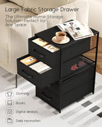 Homsorout Stackable Storage Drawers - 2 Tier Closet Organizer with Metal Handles, Fabric Dresser with Collapsible Bins for Bedroom, Dorm, Office, Black, 2 Pack