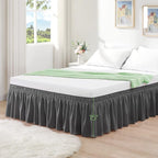 RIMELA King Grey Bed Skirt Wrap Around Elastic Dust Ruffles Solid Color Wrinkle and Fade Resistant with Elastic Belt Easy to Install Dark Gray for King & California King Size 15 Inch Drop