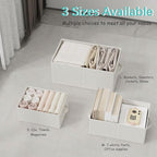 Storage Bins, 3 Pack Foldable Cloth Basket, Cube Organizer with 2 Handles, Suitable for bedrooms, living rooms, wardrobes, and workspaces, White & Ivory, 13 x 9.1 x 5.5 In, XSNY11WS-3