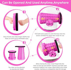 Qiguet Collapsible Stool, Folding Chair - Upgraded Portable Chair with Load Capacity 400lbs, Portable Stool for Camping Fishing Hiking - Folding Stool with Carrying Strap,Gifts for Fisherman(All Pink)