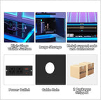 chartustriable 81IN LED TV Stands w/50 inch Fireplace Power Outlet for 90/85/80/75 Inch TVs,High Glossy Modern TV Media Console Gaming with 2 Storage Cabinets,Dual LED Lights,Black