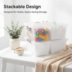 MACOPRO 17QT Craft Storage Box with 2 Removable Caddy Trays, Clear Stackable Plastic Organizer with Lid for Art Supplies, Beads, Sewing Tools, Pens & Kids Toys (White, 1Pack-2-in-1)
