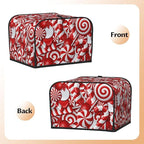 Red And White Christmas Candy Canes 4 Slice Toaster Cover, Waterproof Toaster Dust Cover Bread Maker Protective Cover For Small Kitchen Appliance Dining Room Table Home Decor Gifts
