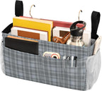Bedside Caddy Hanging Bunk Bed Caddy Bed Organizer Hanging Pocket with 2 Hooks Bedside Storage Organizer Pocket Bag Holder Grey Plaid