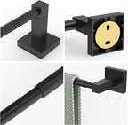 RUACQ Adjustable Towel Bar 13.8 to 24 inch,Square Base Single Towel Racks for Bathroom,Stainless Steel Towel Holder wall Mounted,Sturdy and Rustproof(Matte Black)