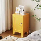 ALBAD Metal Nightstand with Lockable Cabinet, Compact Mini Locker Bedside Table