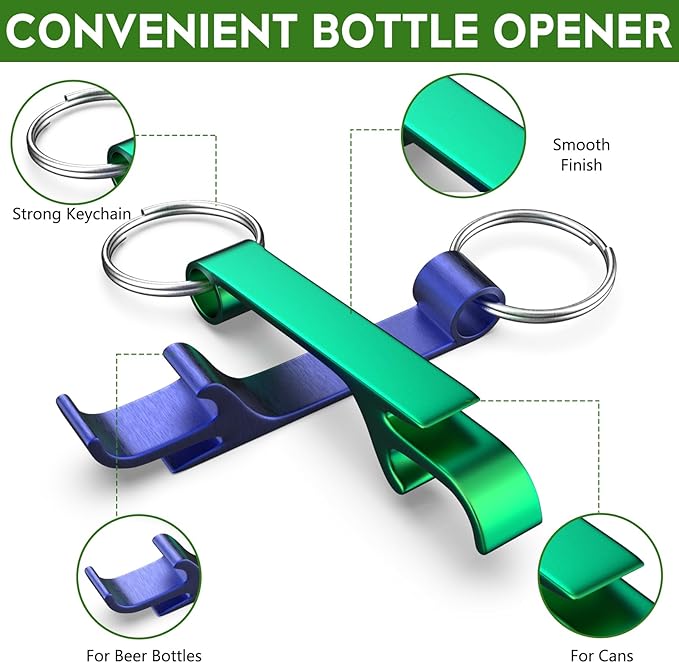 6 Pack Bottle Opener Keychain Set, Colorful Aluminum Alloy Beer Bottle Openers, Small Lightweight Keychain Opener for Beer, Soda & Can Opening, Pocket Bar Tool for Home, Camping & Parties