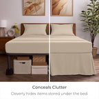 Mellanni Bed Skirt Full Size - Bed Skirting - 15-Inch Tailored Drop Pleated Dust Ruffle - Hotel Luxury Bedding - Wrinkle, Fade, Stain Resistant - 1 Bedskirt (Full, Beige)