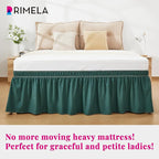 RIMELA Emerald Green Bed Skirt Queen Size 15 Inch Drop, Wrap Around Elastic Bedskirt, Dust Ruffle for Adjustable Bed Base Machine Washable Easy to Install Bed Skirts,Christmas Bedroom Decor