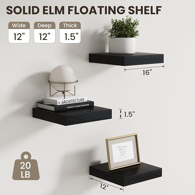 Dreamland Floating Shelves for Wall, Small Deep Floating Shelf Square Wall Shelf