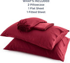 Bedsure Full Size Bed Sheets, Cooling Sheets, Rayon Derived from Bamboo, Breathable & Soft, Deep Pocket Up to 16 Inches, Hotel Luxury Silky Bedding for Hot Sleepers, Burgundy