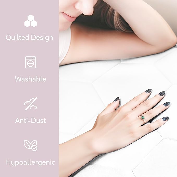 Hearth & Harbor 2 Pack Queen Size Quilted Fitted Mattress Pad Cover, 100% Waterproof Mattress Protectors, Deep Pocket Fitted Mattress Cover 8" - 21" (60" x 80", White)
