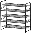 Standard Shoe Rack 5-Tier 32.5 Inches Wide, Free Standing Shoe Organizer for Indoor Outdoor | Adjustable Heavy-Duty Metal Shelf Ideal for Home Entryway Closet & Garage Balcony | Black
