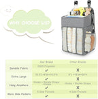 Maliton Changing Table Diaper Organizer - Baby Hanging Diaper Stacker Nursery Caddy Organizer for Cribs Playard Baby Essentials Storage (Gray)
