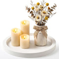 Candle Plate Holder Round Wooden Decorative Tray for Coffee Dinner Table Centerpiece Rustic Farmhouse Wood Trays Kitchen Counter White Living Room Home Decor for Bathroom Vanity Accessories Tray