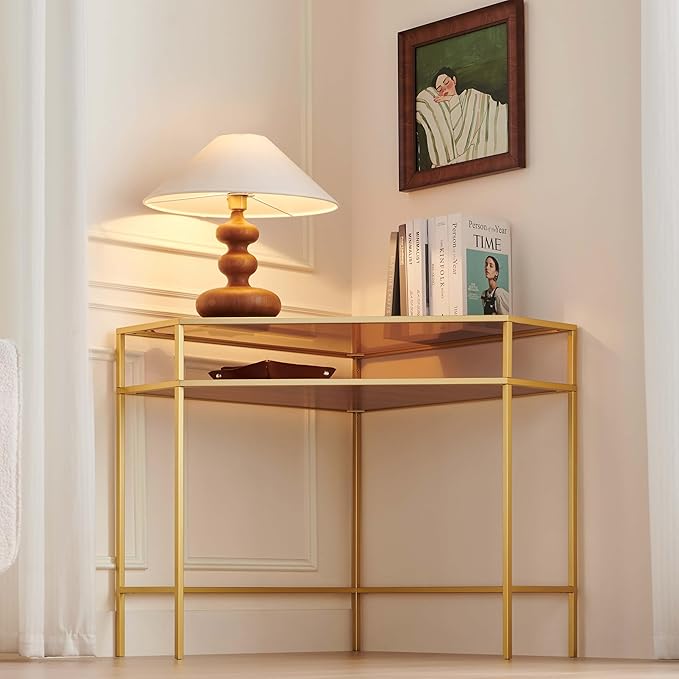 LumFurn Corner Table for Small Space, Triangle Computer Desk for Living Room