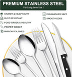 49-Piece Silverware Set with Organizer, CEKEE Stainless Steel Flatware Cutlery Set Service for 8, Mirror Polished Kitchen Utensils Set with Steak Knives Included Spoons and Forks Set & Tray