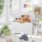 Timberer 31.5" Storage Chest, Wooden Storage Bench, Lift Top Toy Chest with 2 Safety Hinges, Large Toy Box, Entryway Shoes Bench for Living Room, Bedroom, White