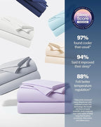 REST® Evercool®+ Starter Sheet Set, Queen, Lavender, Breathable Bed Sheets for Hot Sleeper and Night Sweats, with Pillowcases, Ionic+ Self-Cleaning Silver Yarn for Sensitive Skin, 3PCS No Flat Sheet
