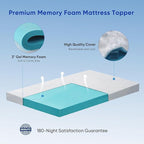3 Inch Twin Size Gel Memory Foam Mattress Topper for College Dorm Bed High Density Cooling Pad Pressure Relief Bed Topper with Removable & Washable Cover