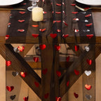 Socomi Valentine's Day Red Heart Table Runner Gauze Sheer Romantic Sequin 10FT Glitter Metallic Foil Dining Wedding Birthday Party Baby Shower Holiday Centerpiece Table Decor Black