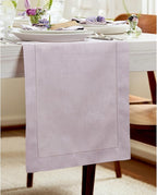 Solino Home Linen Lilac Table Runner 90 Inches Long - 100% Pure Linen Hemstitch 14 x 90 Inch Table Runner for Dining, Christmas, New Year - Classic Hemstitch