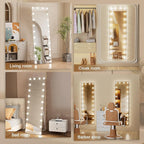 Kosmonia 64x22 Hollywood Full Length Mirror with Light, 22 Dimmable Bulbs & 3 Color Smart Touch Control, Distortion Free, Tempered Glass, Safe Full Body Mirrors with Stand