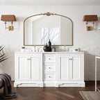 Besdomus Vintage Arched Gold Mirror: 48"x33" French Oversize Gold Antique Vanity Decorative Mirror - Baroque Traditional Ornate for Entryway/Fireplace/Bathroom - Home Decor for Fashion-Conscious